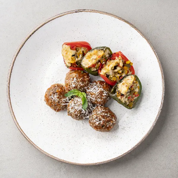 Classic Beef Meatball With Stuffed Bell Pepper
